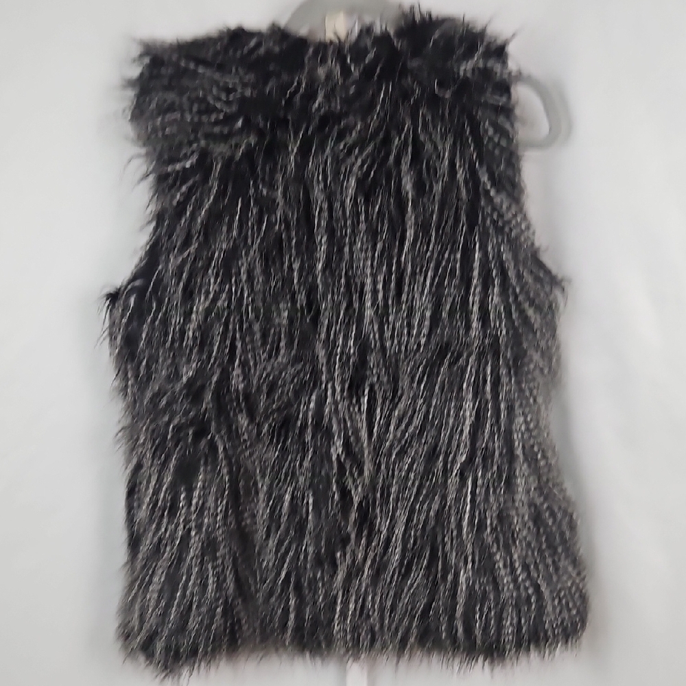 Belle Bird Elegant Black & Gray Faux Fur Vest Size Large - Picture 7 of 7